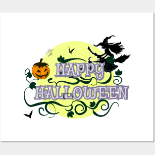 Cute cartoon Happy Halloween.Trick or Treat. Posters and Art